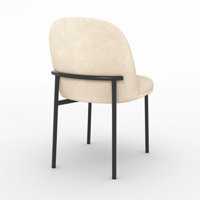 Lot de 2 chaises en tissu beige et pieds métal noir - Noah