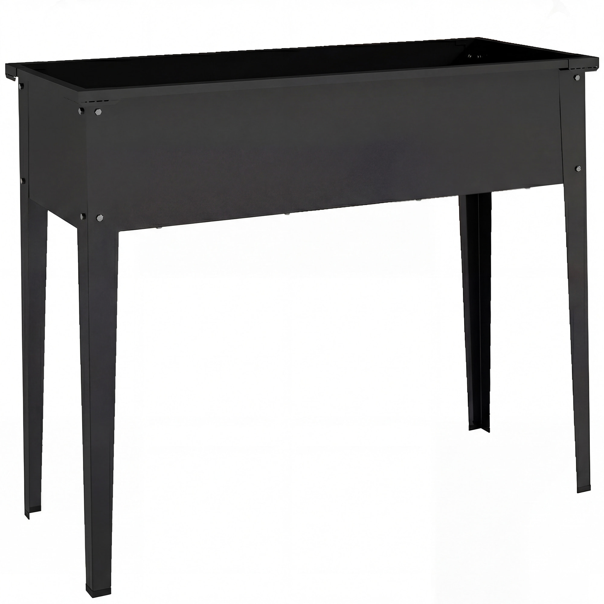 Jardinière sur pieds coins renforcés inserts d'irrigation métal noir