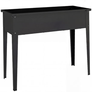 Jardinière sur pieds coins renforcés inserts d'irrigation métal noir