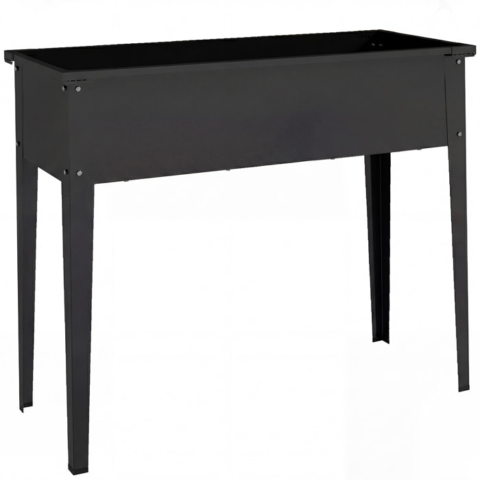 Jardinière sur pieds coins renforcés inserts d'irrigation métal noir