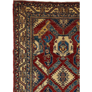 Authentique tapis d'Orient 180x270 fait main en laine bordeaux KAZAK 17