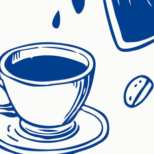 Affiche encadrée cafetière et tasse bleue Affiche + cadre en métal - Noir