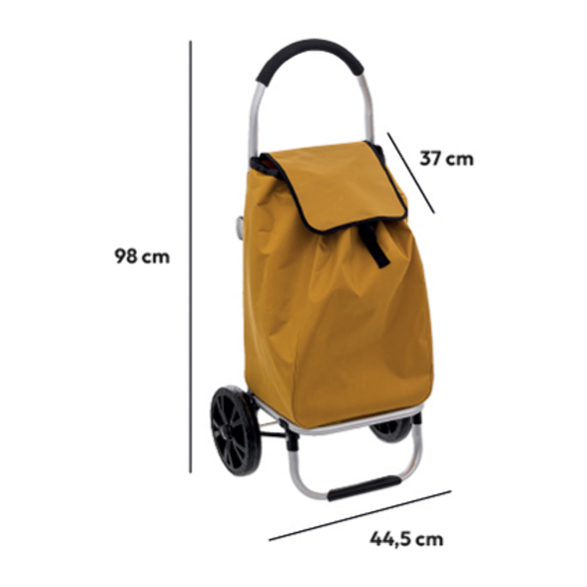 Chariot de course pliable 2 roues "Modern Color" jaune moutarde
