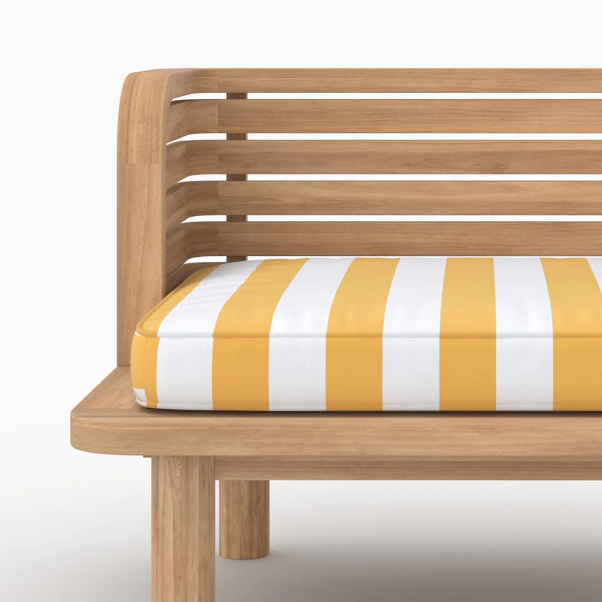Fauteuil de jardin en teck massif et coussin rayé jaune - Kilda