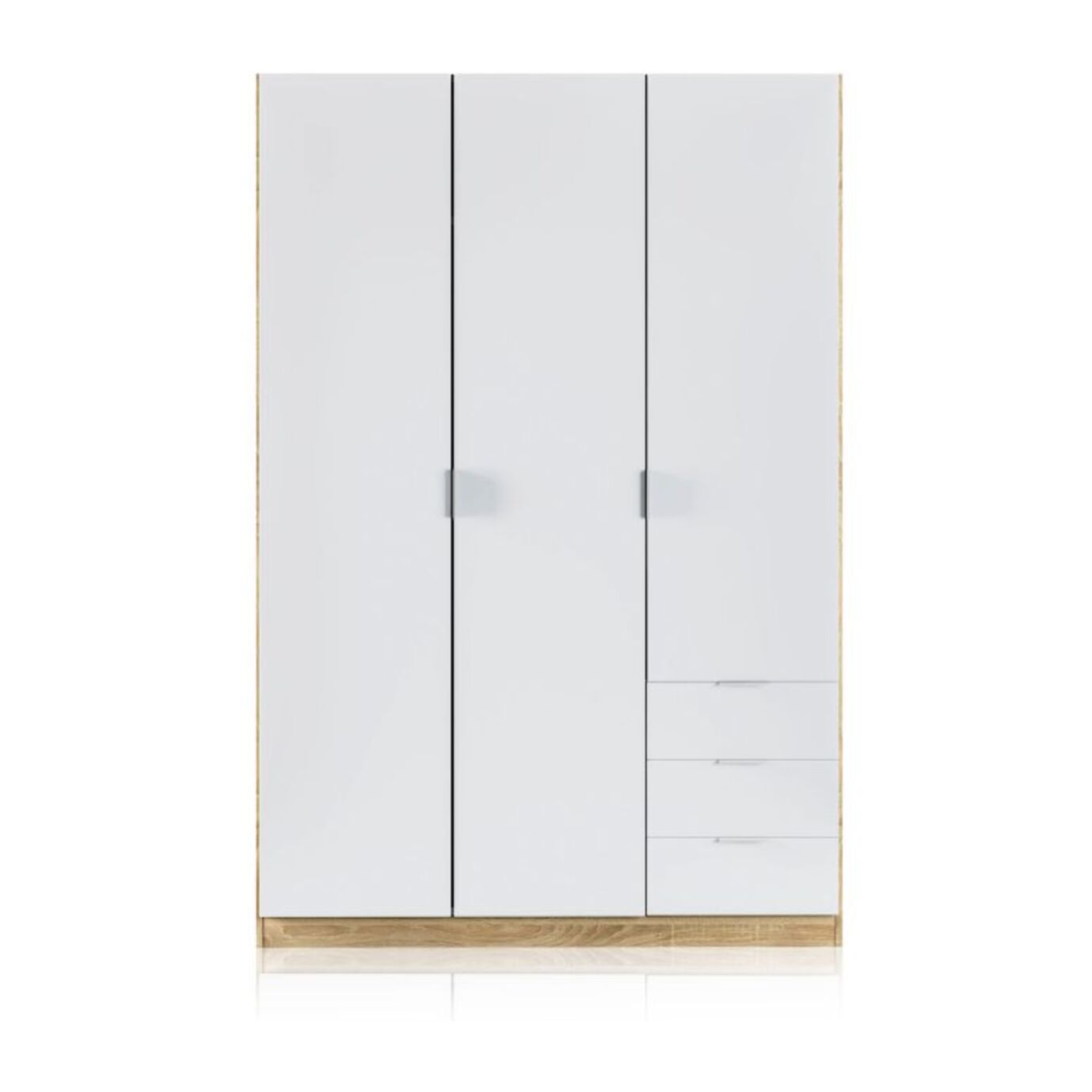 Armario Hexa 3 puertas 3 cajones Blanco Artik (Blanco Mate) - Roble Canadian