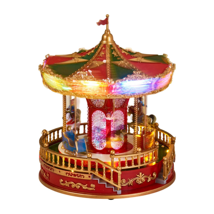 Carrusel de navidad led con música y movimiento 23,2x23,2x28,3cm