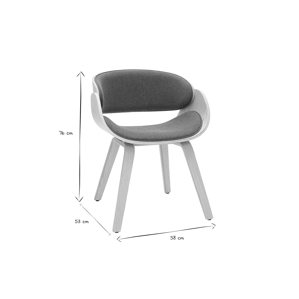 Chaise design en tissu vert kaki et bois clair BENT