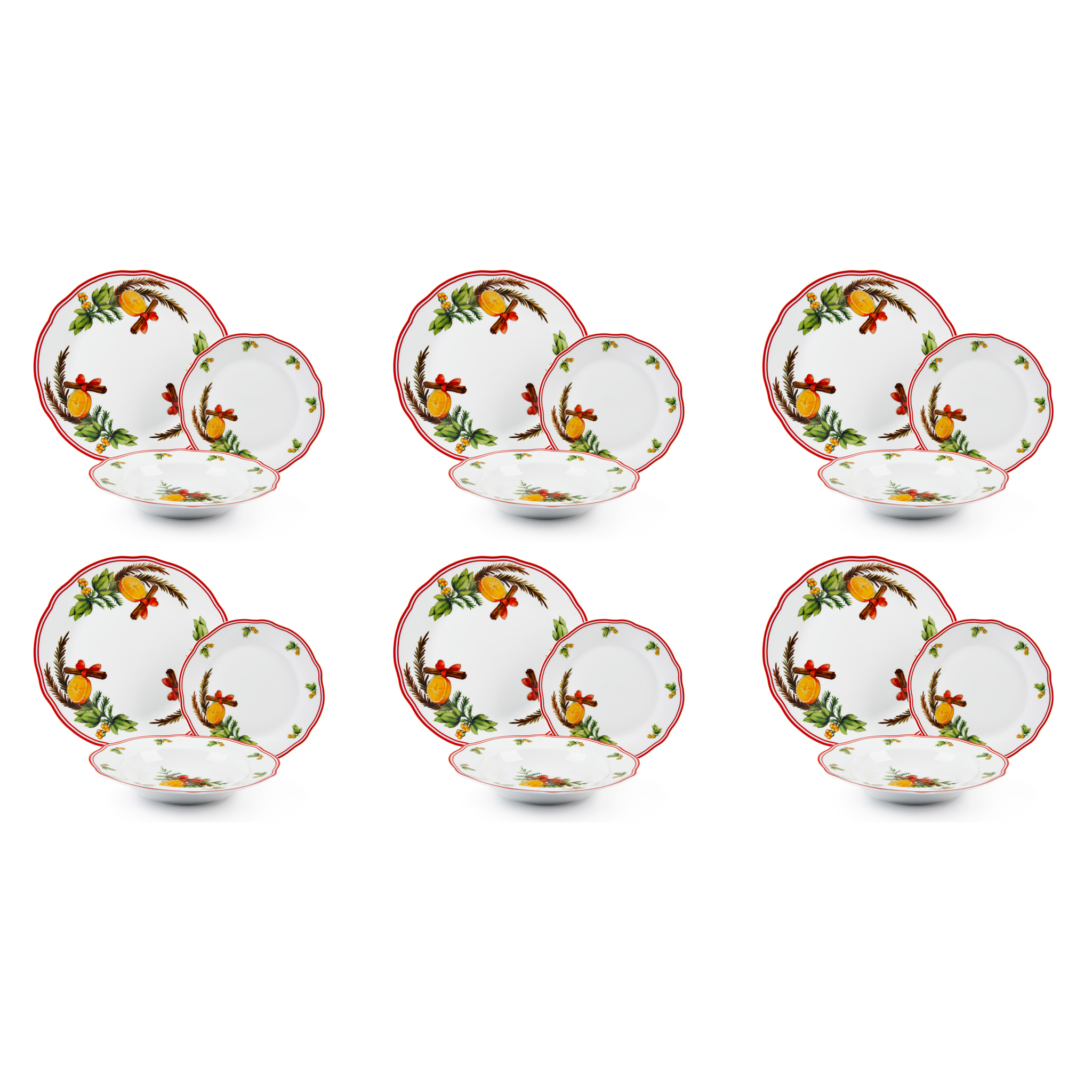 Service 18 assiettes Excelsa Cinnamon, porcelaine, multicolore