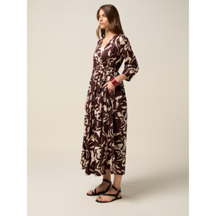 Oltre - Camisa midi de algodón estampada - Marrón