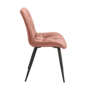 Chaise design en velours capitonné pieds métal noir - ANNA