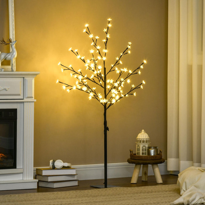 Luz de Árbol de Cerezo con 120 Luces LED IP44 Blanco Cálido Lámpara Decorativa de Flor de Cerezo con Ramas Flexibles para Salón Fiestas Interiores 17x17x120 cm Negro