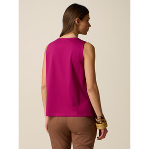 Oltre - Top in cotone con applicazioni floreali - Viola