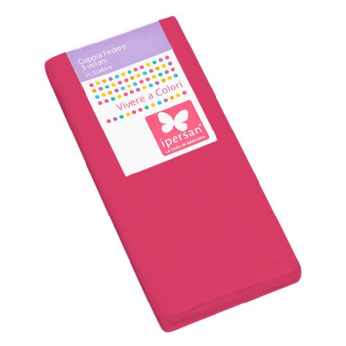 Coppia Federe 3 volani IPERSAN Puro Cotone Fuxia