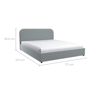 Lit double 160x200 cm avec coffre en tissu gris - Tilly