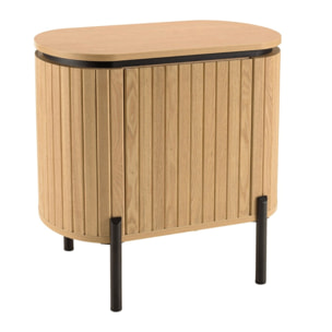 CHARLIE - Table de chevet bois 1 porte style rétro pin marron