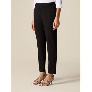 Oltre - Pantalones regulares de tejido crepé - Negro
