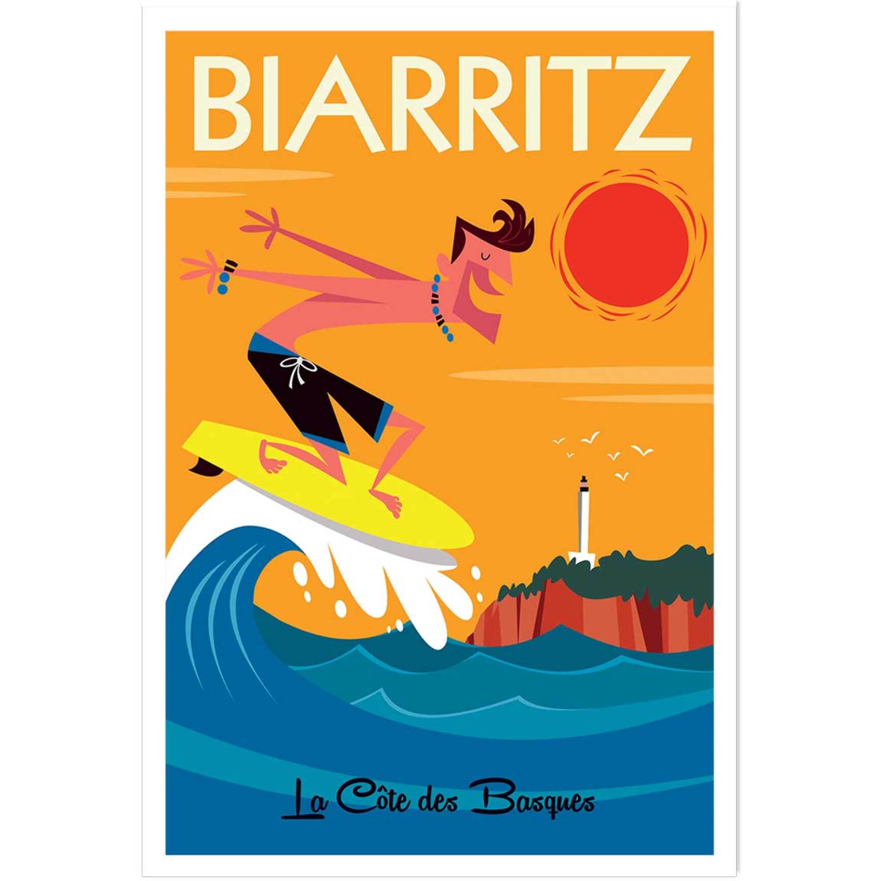 Affiche Surf à Biarritz Affiche seule