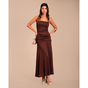 Vestido midi de tirantes con brillo