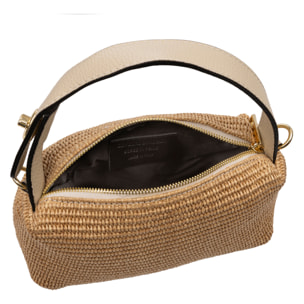 Baselice Bolso de mano Mujer. Fabricado en paja y piel auténtica Dollaro.