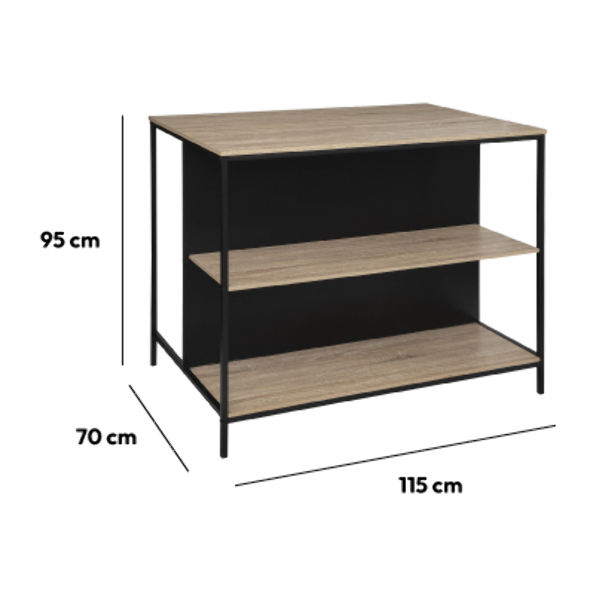 Ilot de bar avec rangement Effet chêne naturel Aliaj