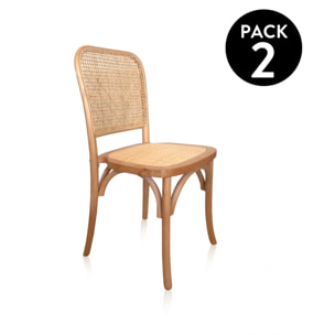 Pack 2 sillas de comedor Toscana Rattan - Claro