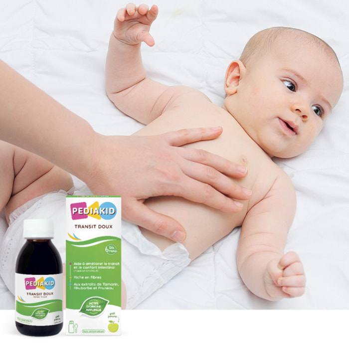 PEDIAKID - Sirop Transit Doux - Complément Alimentaire Naturel - Formule Exclusive au Sirop d'Agave - Contribue à Réguler - Arôme de Pomme - Flacon de 125 ml