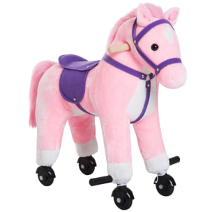 Caballito para Bebes de +36 Meses Caballo con Ruedas Sonidos de Relincho Palos y Pedales Carga 60 kg 55x23x60 cm Rosa