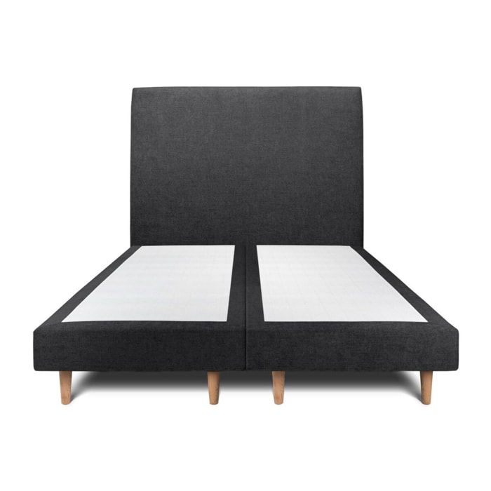 Lit avec tête de lit tapissée tissu et sommier tapissier ep14