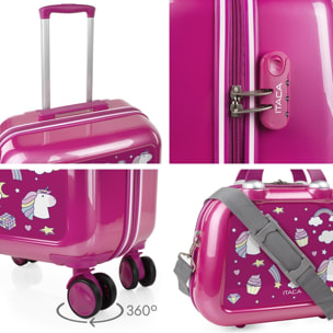 Juego De Maletas Pc Itaca Base Fucsia Fucsia Unicornios