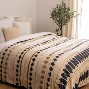 Dessus de lit "Ilabay" 240x260cm beige lin