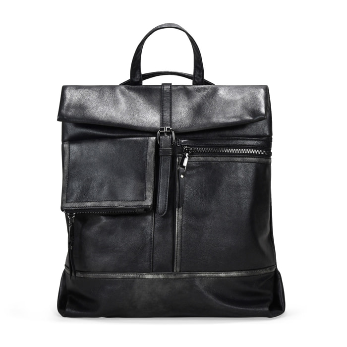 Mochila antirrobo negra con solapa decorativa