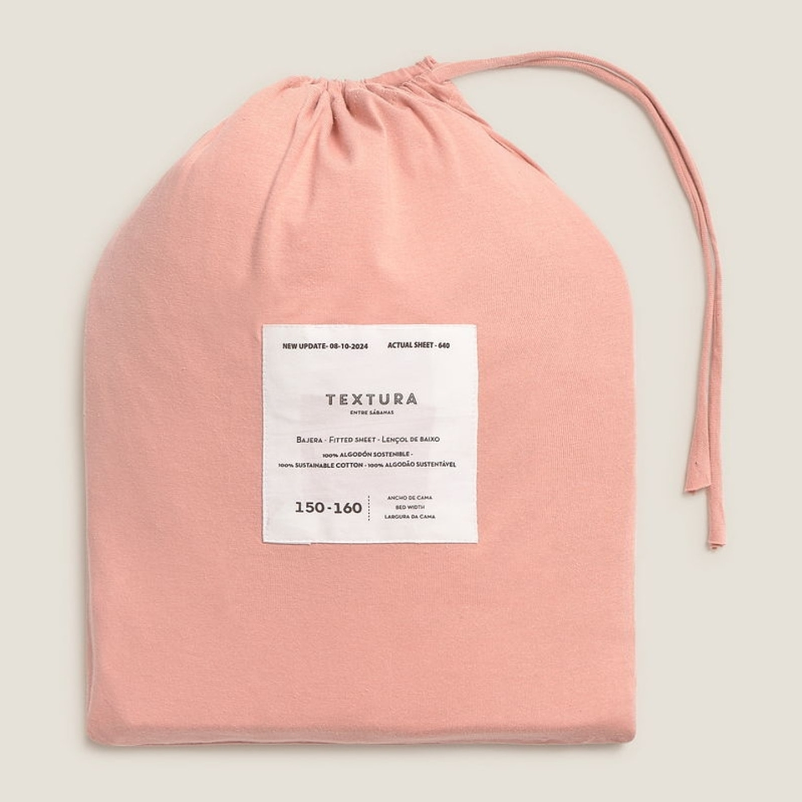 Sábana bajera algodón de punto ajustable Puntib color rosa claro Punto de algodón