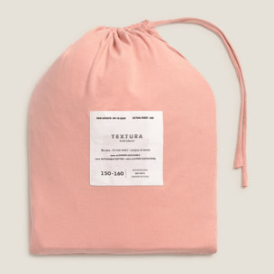 Sábana bajera algodón de punto ajustable Puntib color rosa claro Punto de algodón