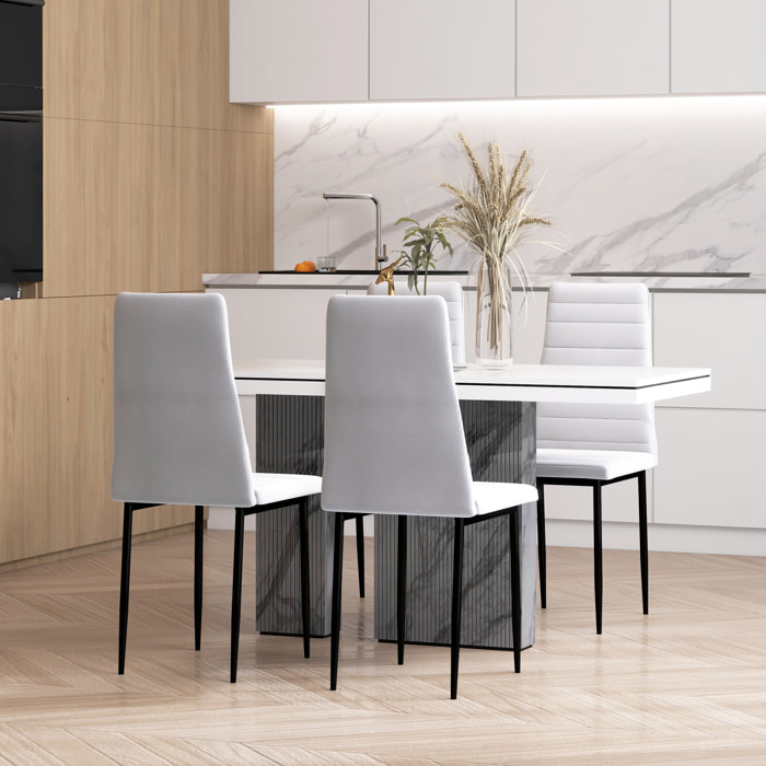 Pack de 4 Sillas de Comedor Modernas, Sillas de Cocina Tapizadas en Lino Sintético con Respaldo Alto y Patas de Metal, para Salón, Blanco