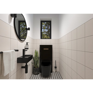 Brevis Lave-mains suspendu avec trou pour robinetterie à gauche, 40,5x20,5x10,5cm, noir (SATBRE4020SLBKM)