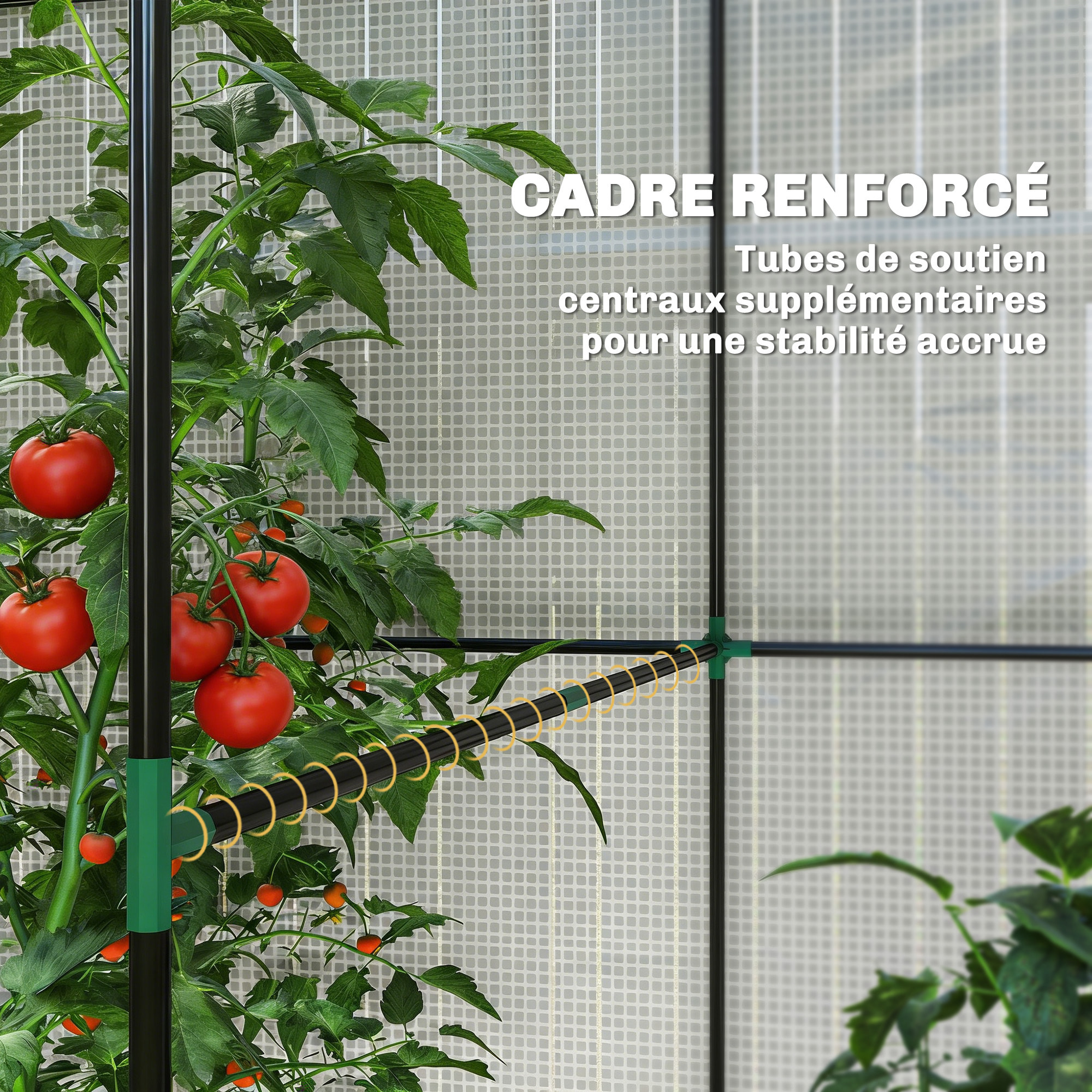 Serre de jardin 2,8 m² porte zippée 2 fenêtres acier PE blanc