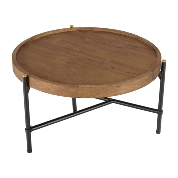 SIXTINE - Table basse ronde 58x58cm plateau en teck recyclé