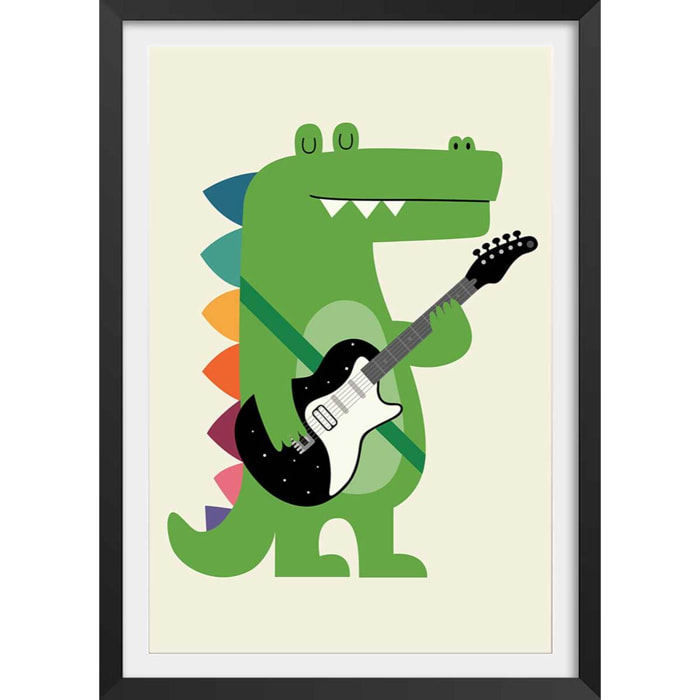Affiche enfant rock croco Affiche + cadre en bois - Noir