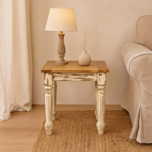 Tavolino quadrato in legno di mango azzurro decapato 40x40x40 cm - Salento
