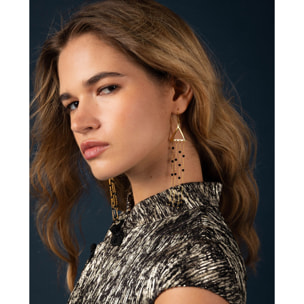 Pendientes triángulo con abalorios y cadenas colgantes de mujer