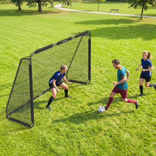 Portería de Fútbol, Portería de Fútbol para Jardín con Red de Poliéster Resistente, Piquetas para Suelo y Estructura Metálica, Montaje Fácil, para Interior y Exterior, 300x120x200 cm, Negro