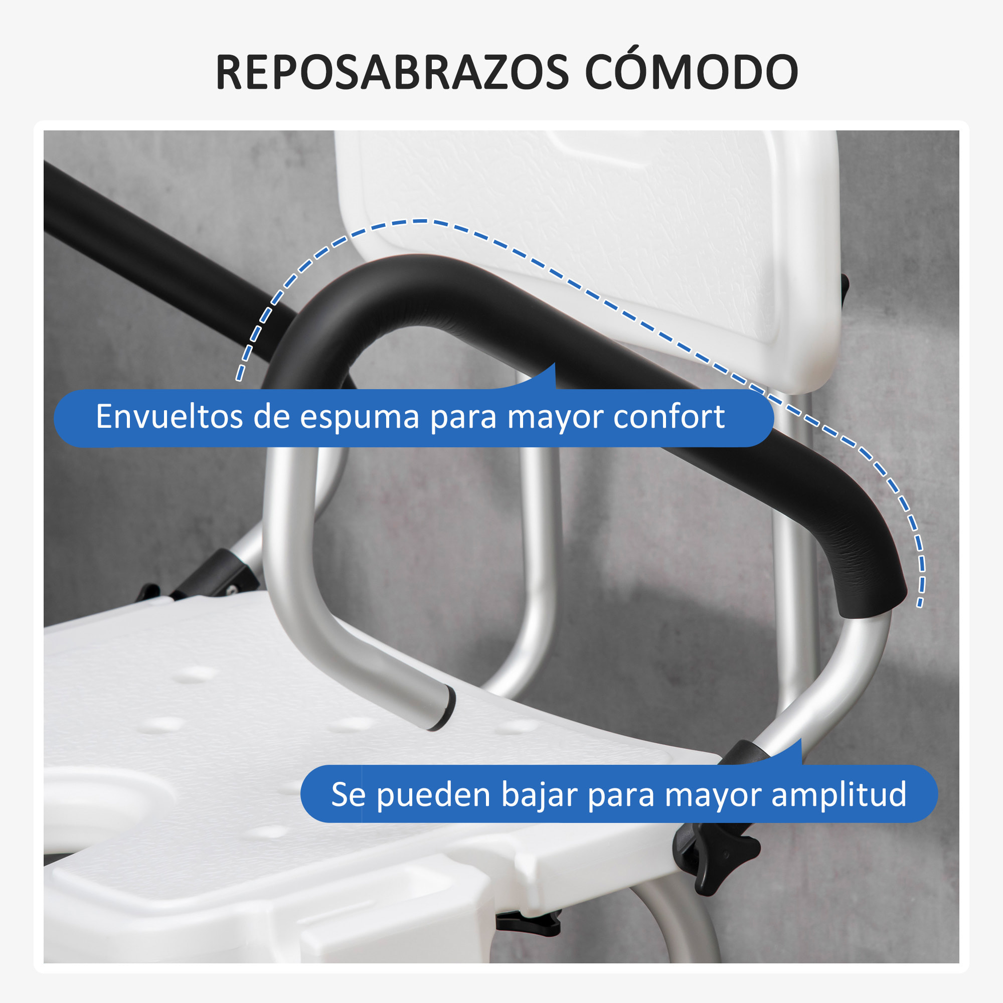 Silla para Ducha de Aleación Aluminio con Altura Ajustable 54x52x70-82 cm Blanco