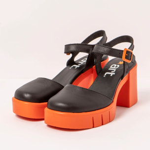 Sandalias con tacón 1991 NAPPA BLACK-ORANGE / EIVISSA color Black-orange