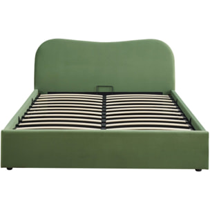 Lit coffre avec tête de lit en velours - SUZON