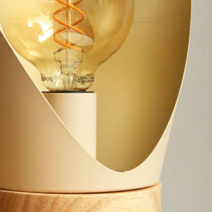 Lampe à poser en métal crème et bois H44 cm - Spoon