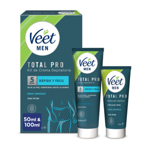 Veet Men Kit de Depilación para Zonas Íntimas del Cuerpo, Crema Depilatoria Hombre 100 ml y Bálsamo Post-Depilación 50 ml