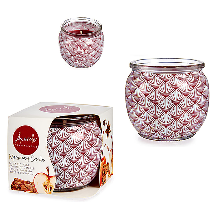 Candela profumata in barattolo di vetro profumo di mela e cannella.