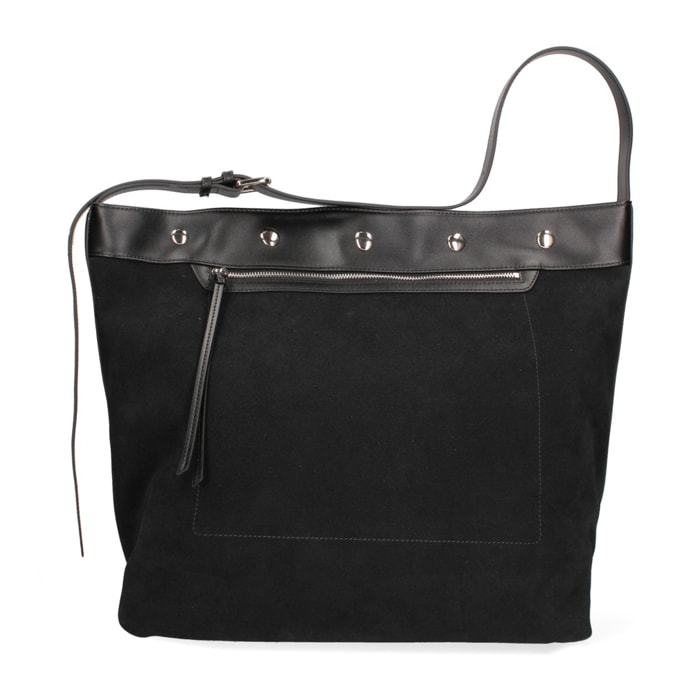 Borsa a spalla da donna Made in Italy - Modello Ardenza Pro - Pelle e Cotone - 33.0 x 35.0 x 20.0 cm