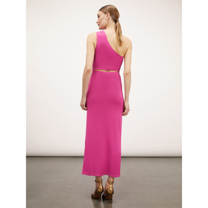 Motivi - Vestido de un solo hombro con fruncidos - Fuchsia