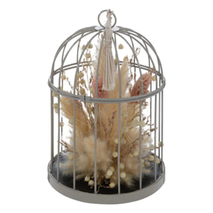 Cage "Lumière d'hiver" en métal H20cm gris